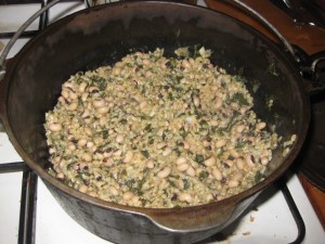 Lubiya and molochiya stew